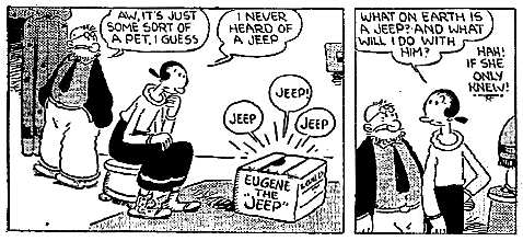 Only the second strip of Thimble Theater to mention Eugene the Jeep (the first was the day before).