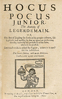 The title page of the fourth edition of Hocus Pocus Junior of 1654